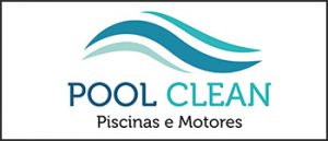 Imagem retangular com fundo branco contendo o logotipo da empresa Pool Clean Piscinas e Motores